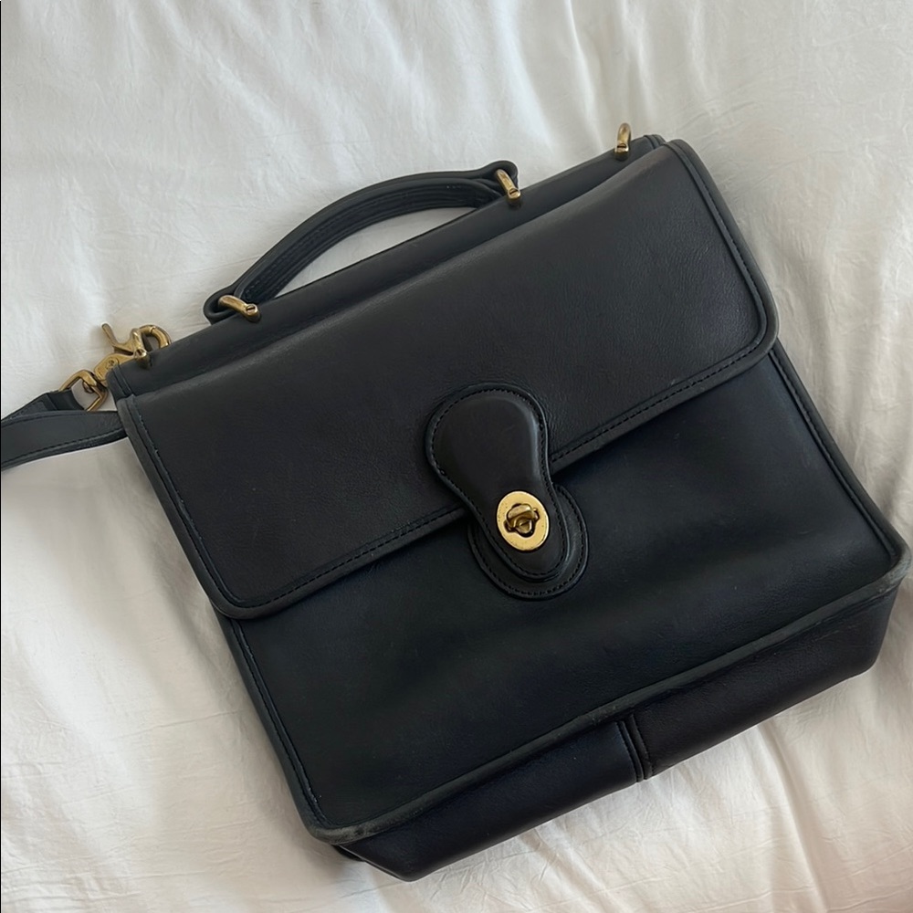 Vintage Coach Navy Leather Satchel
